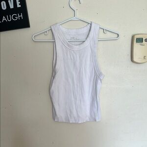 aerie White Ribbed Tank Crop Top
